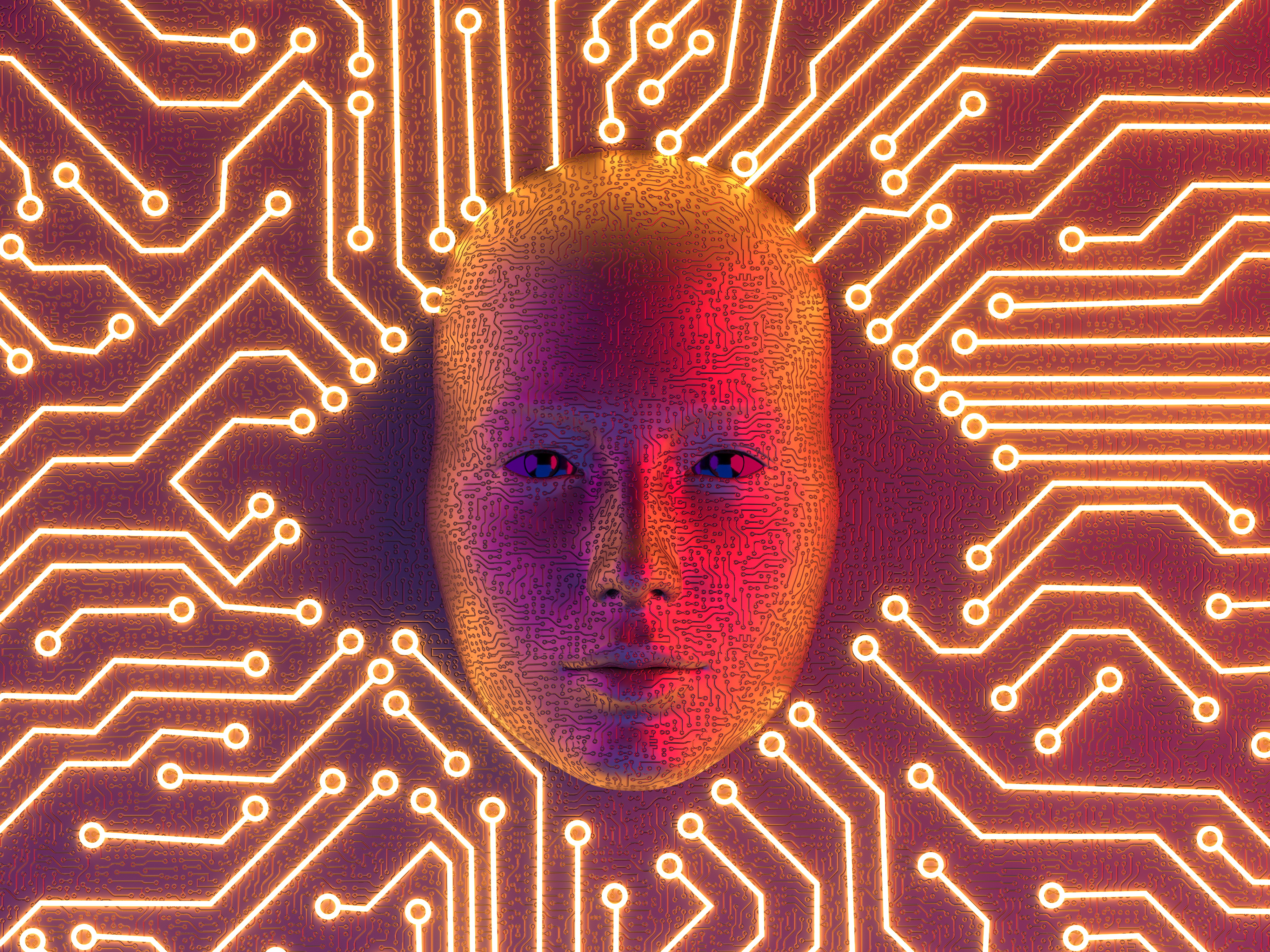 illustration d'un visage de robot symbolisant l'IA